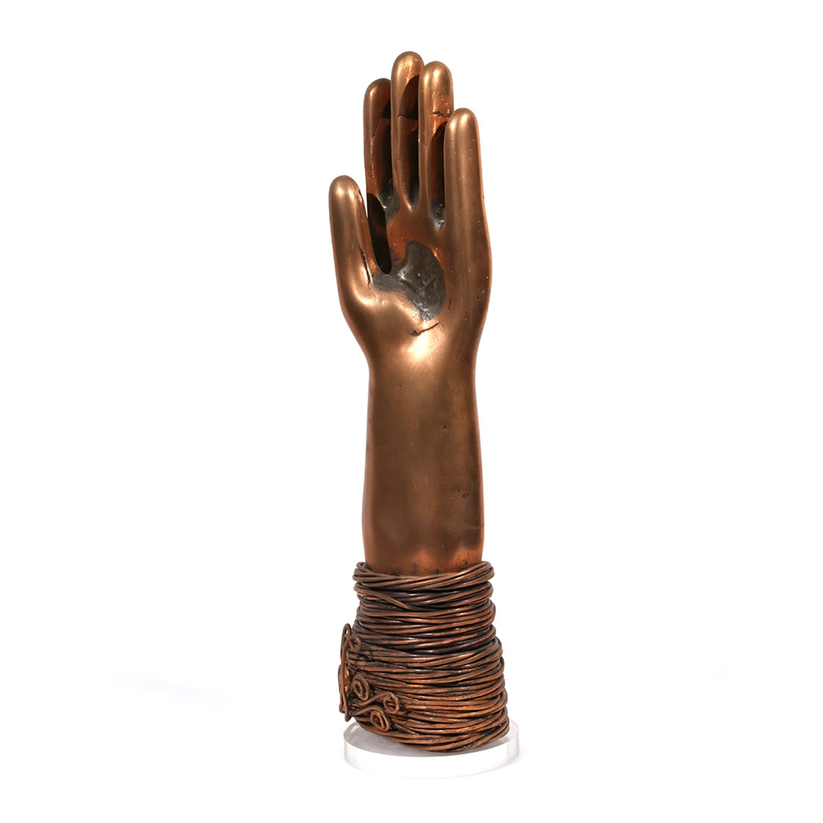 Copper Hand | copper | 16 x 2 x 3 inches- Knot- Hand-Sand-casted -bronze -sculpture -by- Mel- Hantz