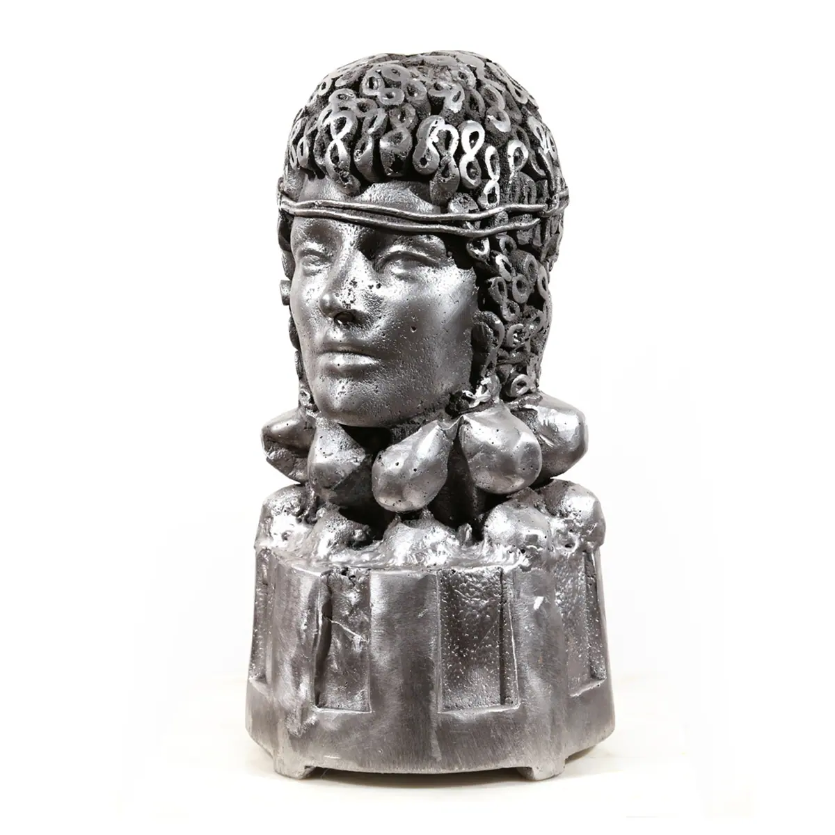 Head Band | aluminum | 16 x 8 x 8 1/2 inches- Knot-Head- Sand-casted- aluminum- sculpture- by- Mel- Hantz