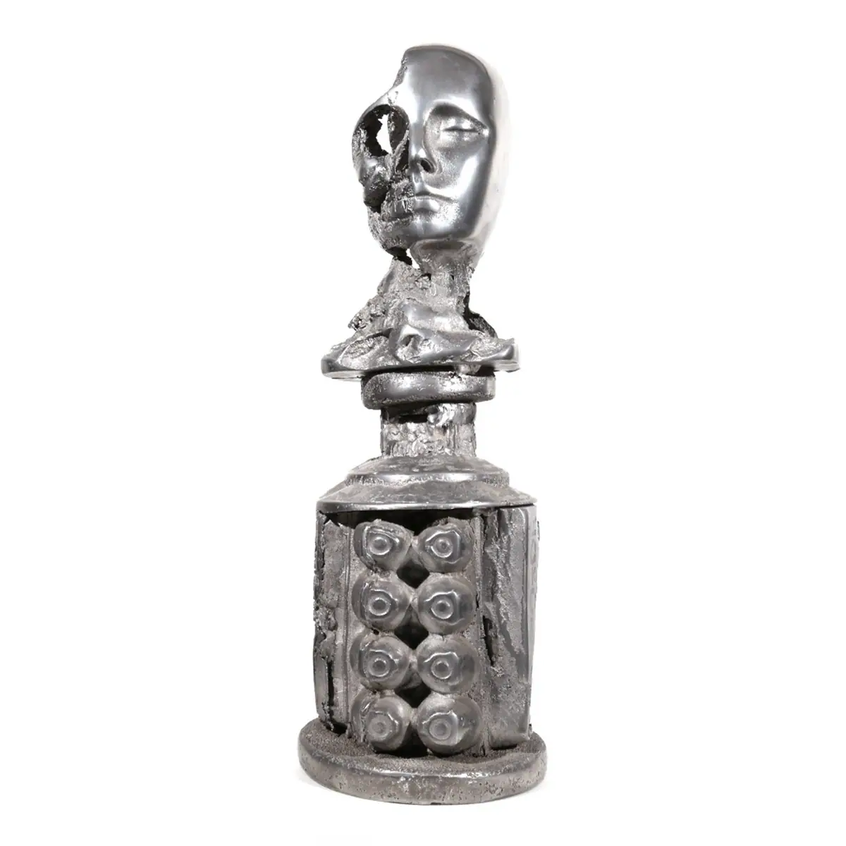 Pawn | aluminum | 16 x 6 x 23 1/2 inches -Knot- Head- Sand-casted -aluminum -sculpture- by -Mel -Hantz