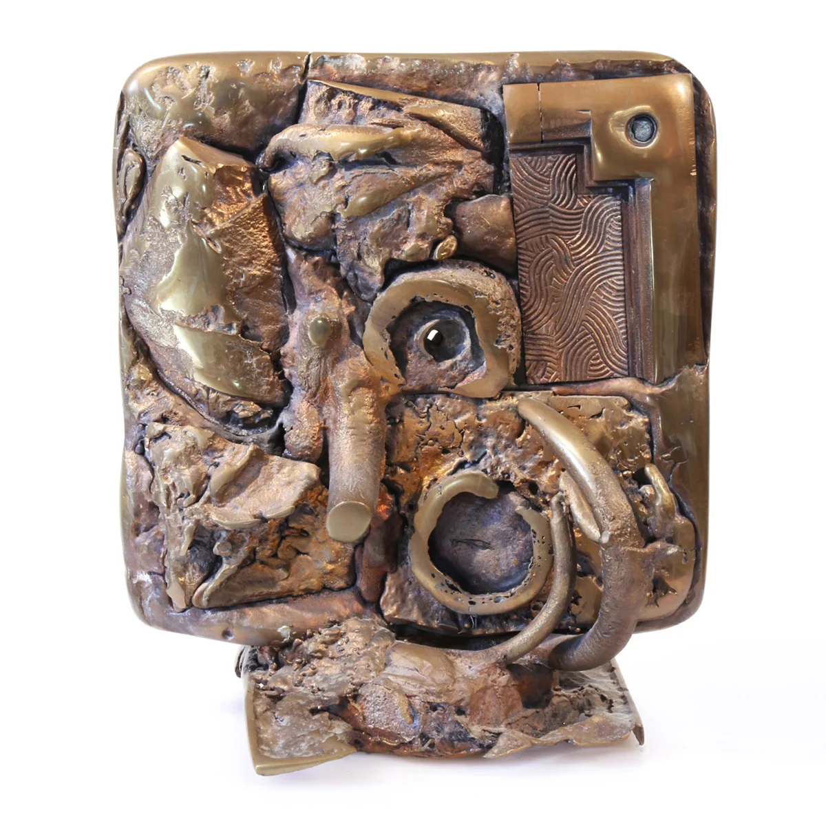 Ancient Mirror | bronze | 15 x 12 x 8 inches -Knot- Mirrors-Sand-casted- bronze- sculpture -by- Mel- Hantz