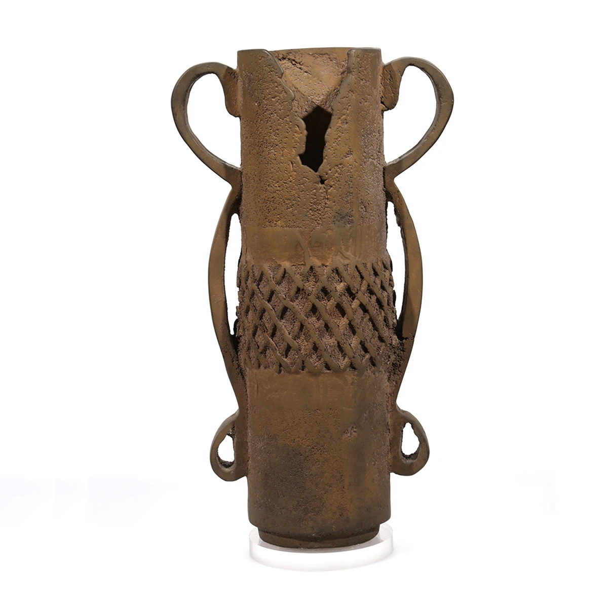 Ancient Vase | bronze | 14 x 7 x 4 inches- Knot- Vases-Sand-casted -bronze -sculpture -by -Mel -Hantz