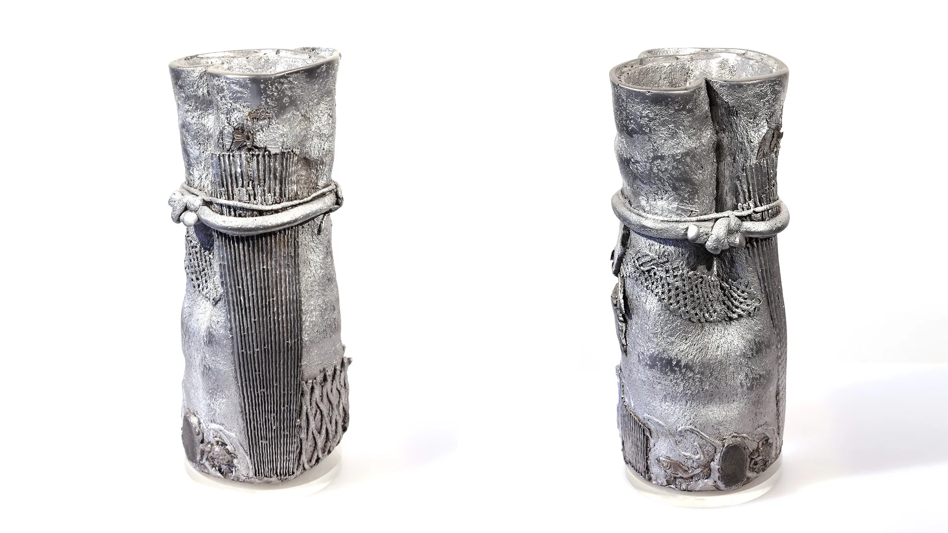 Vase Band | aluminum | 15 x 7 x 7 inches Knot, Vases, Sand-casted aluminum sculpture by Mel Hantz